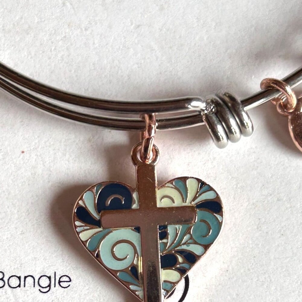 Love This Life Faith Heart Bracelet Stainless Steel W/ Silver Plated Charms